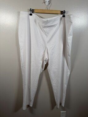 Eileen Fisher Cotton Blend Ponte Slim Ankle Pants Size 3X White Minimal